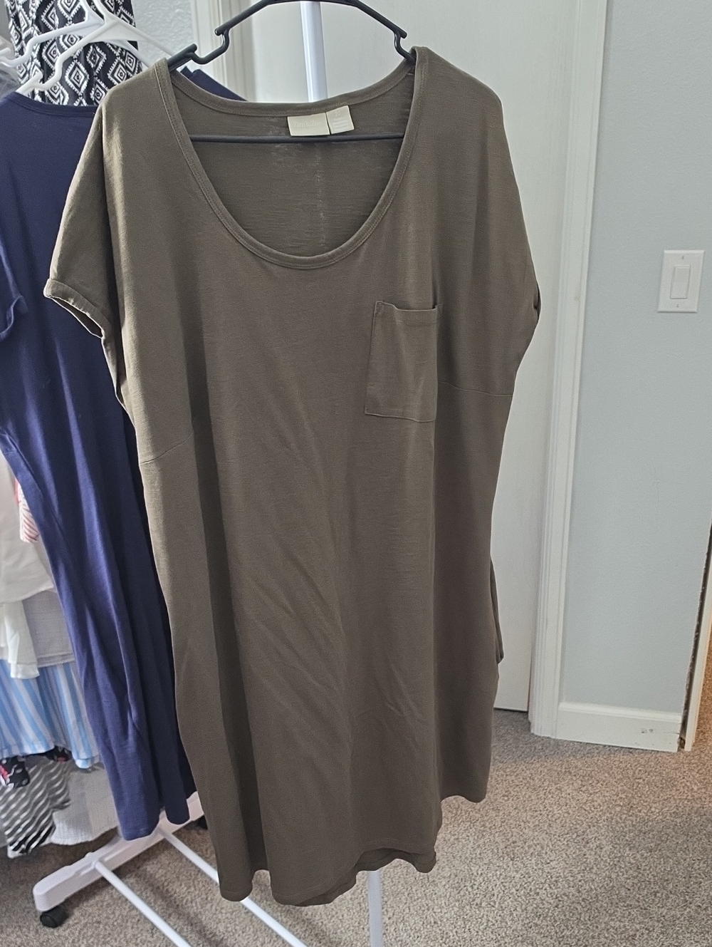 Relaxed Olive Pocket Tunic Dress Size 20